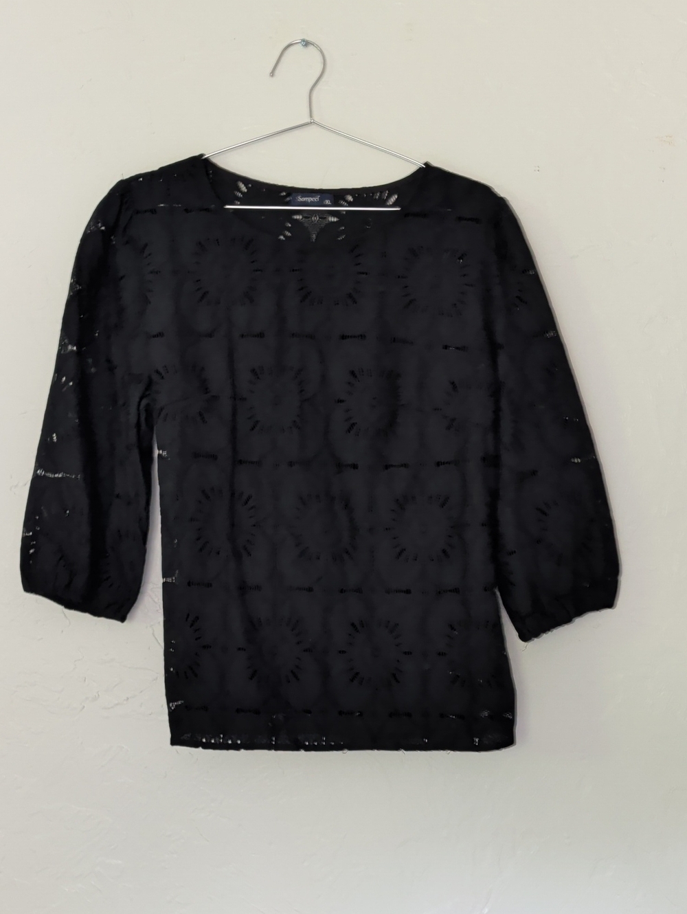 Caslon Black Eyelet 3/4 Sleeve Blouse